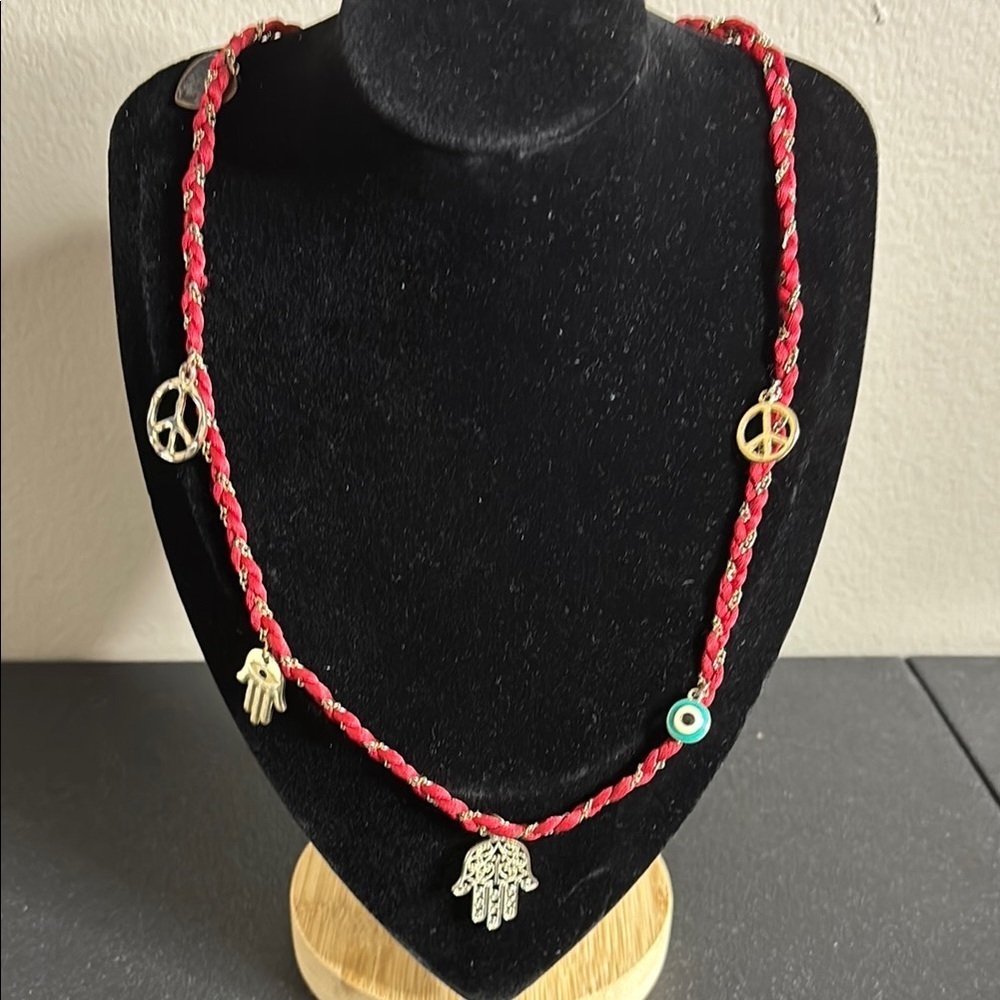 Be Happy Peace Chakra Evil Eye Red Charm Necklace